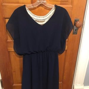 Francesca’s Navy Open Back Crocheted Sundress